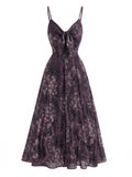 [Prévente] Robe à Bretelles Bohème Col en V Floral Aquarelle Bleu années 30 8