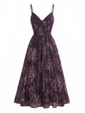[Prévente] Robe à Bretelles Bohème Col en V Floral Aquarelle Bleu années 30 9