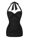 [Prévente] Maillot de Bain Dos Nu Froncé à Pois Menthe années 50 7