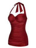 [Prévente] Maillot de Bain Dos Nu Froncé à Pois Menthe années 50 4