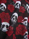 [Prévente] Maillot de Bain à Jupe Dos Nu Gothique Tête de Mort Rose Noir et Bleu années 80 8