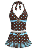 [Prévente] Ensemble Tankini Dos Nu à Pois Rose années 50 2