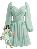 Robe à Volants Manches Lanternes Mousseline Vert Clair années 50