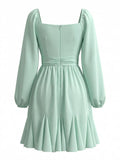 Robe à Volants Manches Lanternes Mousseline Vert Clair années 50 3