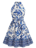 Robe Évasée Ceinturée Dos Nu Floral années 50 7
