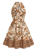 Robe Évasée Ceinturée Dos Nu Floral années 50 2