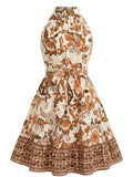 Robe Évasée Ceinturée Dos Nu Floral années 50 3