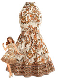 Robe Évasée Ceinturée Dos Nu Floral années 50