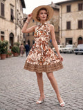 Robe Évasée Ceinturée Dos Nu Floral années 50 5
