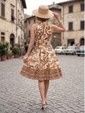 Robe Évasée Ceinturée Dos Nu Floral années 50 6