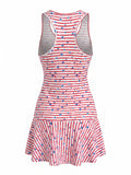 Robe Sans Manches Rayures et Étoiles Rouge années 40 3