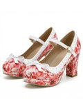 Chaussures à Talons Élégantes Bout Pointu Floral Vintage 7