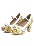 Chaussures à Talons Élégantes Bout Pointu Floral Vintage 9