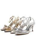 Sandales à Brides Bout Ouvert Miroir années 60