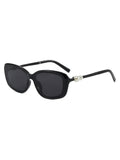 Lunettes de Soleil Vintage Monture Carrée Perle Noir