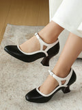 Chaussures Élégantes Bout Pointu Talon Conique Vintage 3