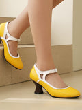 Chaussures Élégantes Bout Pointu Talon Conique Vintage 13