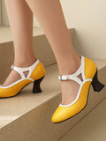 Chaussures Élégantes Bout Pointu Talon Conique Vintage 14