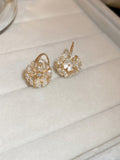 Boucles d'Oreilles Créoles Cristal Bouquet de Fleurs Vintage Blanc 5