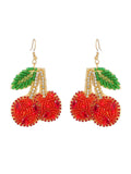 Boucles d'Oreilles Pendantes Cerises Perlées Rouge