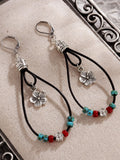 Boucles d'Oreilles Pendantes Vintage Bohème Floral Perlées 5