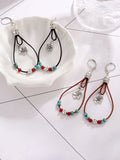 Boucles d'Oreilles Pendantes Vintage Bohème Floral Perlées 6
