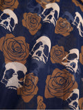 [Prévente] Maillot de Bain à Jupe Dos Nu Gothique Tête de Mort Rose Noir et Bleu années 80 4