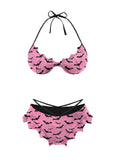 [Prévente] Ensemble Bikini Gothique Ailes de Chauve-Souris Dégradé Rose et Bleu années 80 8