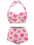 [Prévente] Maillot de Bain Dos Nu Lacé Citrouille Rose années 50