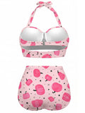[Prévente] Maillot de Bain Dos Nu Lacé Citrouille Rose années 50 2