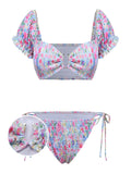 [Prévente] Ensemble Bikini Froncé Floral Multicolore années 40