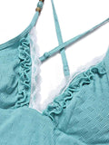 [Prévente] Maillot de Bain à Jupe Perlé Dentelle à Volants Turquoise années 60 5