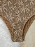 Maillot de Bain Une Pièce Jacquard Perlé Kaki années 60 6