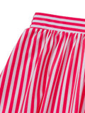 2PCS Maillot de Bain Une Pièce Bustier Rayé et Paréo Rose années 40 8