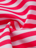 2PCS Maillot de Bain Une Pièce Bustier Rayé et Paréo Rose années 40 6