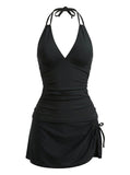 Ensemble Tankini Décolleté Plongeant Dos Nu et Paréo années 50