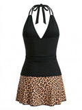 Ensemble Tankini Décolleté Plongeant Dos Nu et Paréo années 50 4