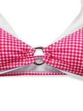 Ensemble Bikini Double Couche Dos Nu Vichy Rose années 50 4