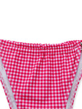 Ensemble Bikini Double Couche Dos Nu Vichy Rose années 50 6