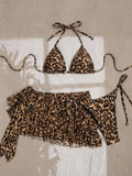 Ensemble Bikini Léopard et Paréo Plissé Café Clair années 80 6