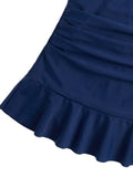 Maillot de Bain Gainant Froncé Rayé Bleu années 40 6