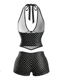 [Prévente] Ensemble Tankini Dos Nu à Pois Noir années 60 2