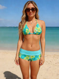 Ensemble Bikini Short Dos Nu Floral années 80 3