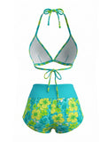 Ensemble Bikini Short Dos Nu Floral années 80 4