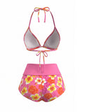 Ensemble Bikini Short Dos Nu Floral années 80 6