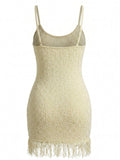 Paréo de Plage Tricot Perles Jaune années 60 3