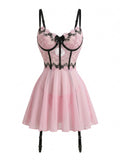 Lingerie Bustier Porte-Jarretelles Dentelle Brodée Lavande années 60 4