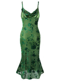 Green 1960s Floral Vintage Dress