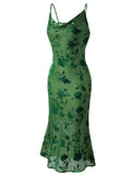 [US Warehouse] Green 1930s Floral Vintage Dress