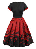 1950s Halloween Flounce Sleeve Swing Dress